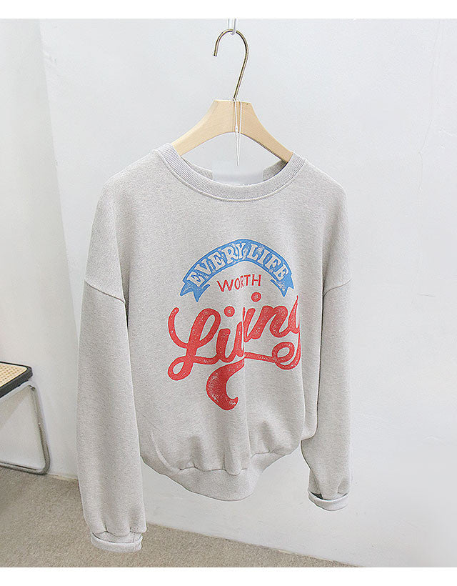 French Terry Cotton Sweatshirt (Every Life Worth Living)