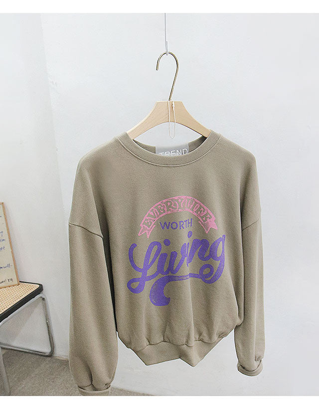 French Terry Cotton Sweatshirt (Every Life Worth Living)