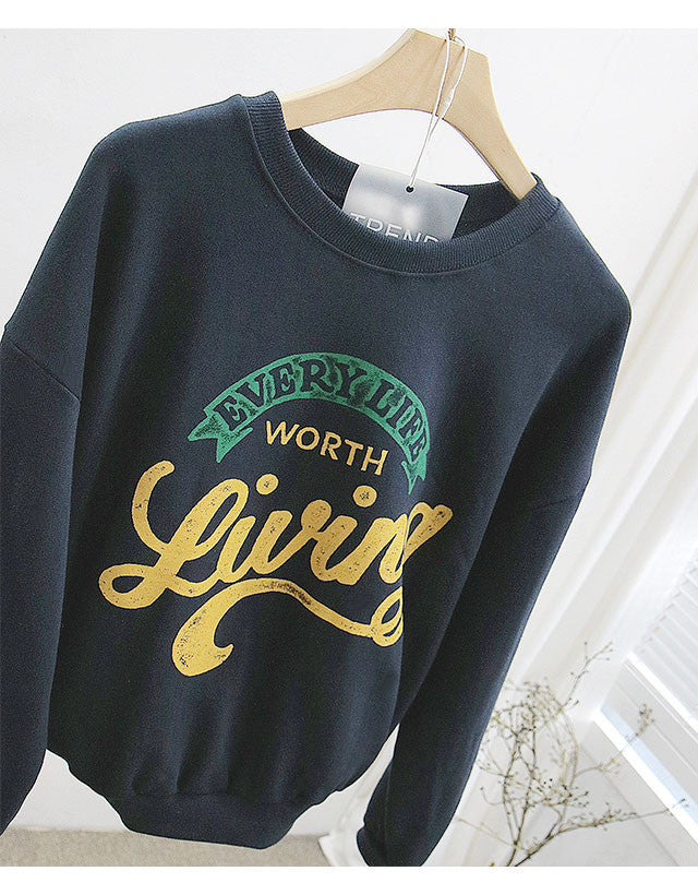 French Terry Cotton Sweatshirt (Every Life Worth Living)