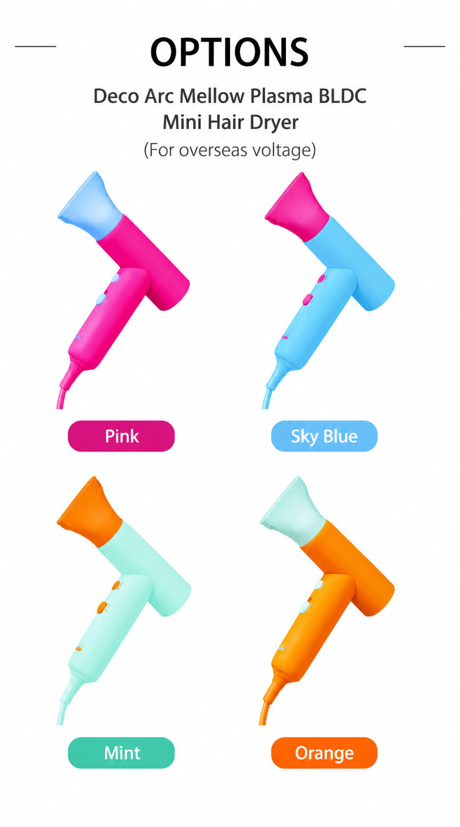 Decoart Mellow Plasma BLDC Mini Hair Dryer