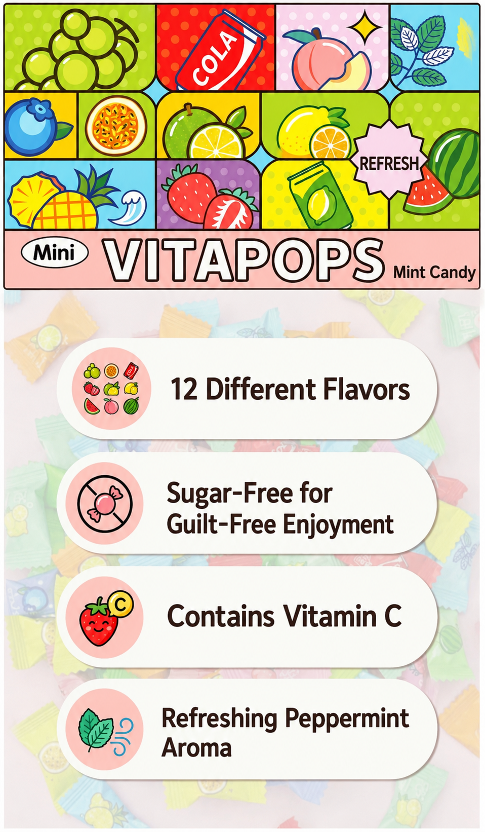 VITAPOPS Sugar-Free Mint Candy